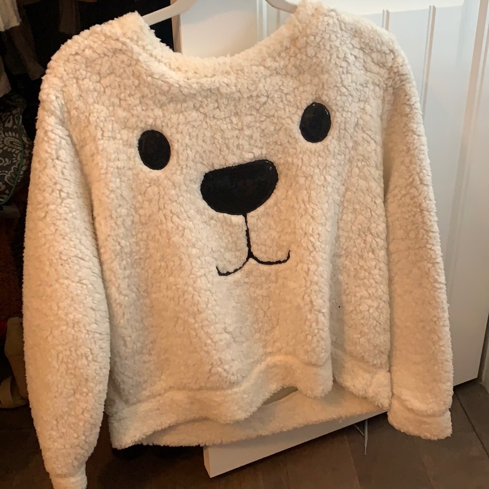 Cute, fuzzy, polar bear sweater